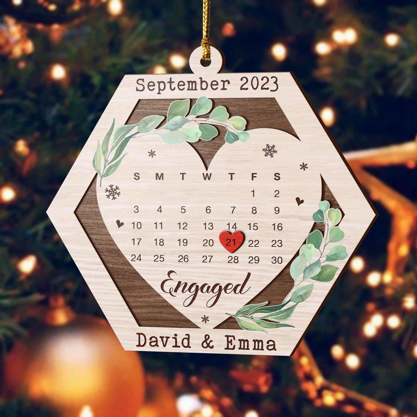 Couple Anniversary 3 Layered Piece Wooden Ornaments Custom Number Of Years, Photo, Names And Date, Christmas Tree Ornaments, Couple Anniversary Ornaments, Christmas Tree Hanging EPHG-52081