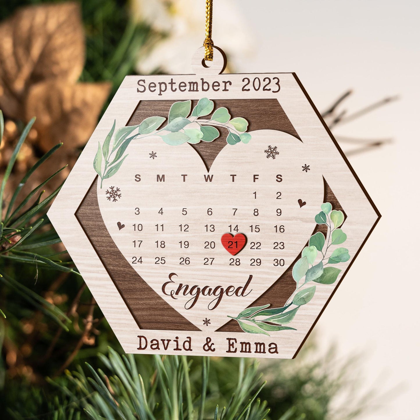 Couple Anniversary 3 Layered Piece Wooden Ornaments Custom Number Of Years, Photo, Names And Date, Christmas Tree Ornaments, Couple Anniversary Ornaments, Christmas Tree Hanging EPHG-52081