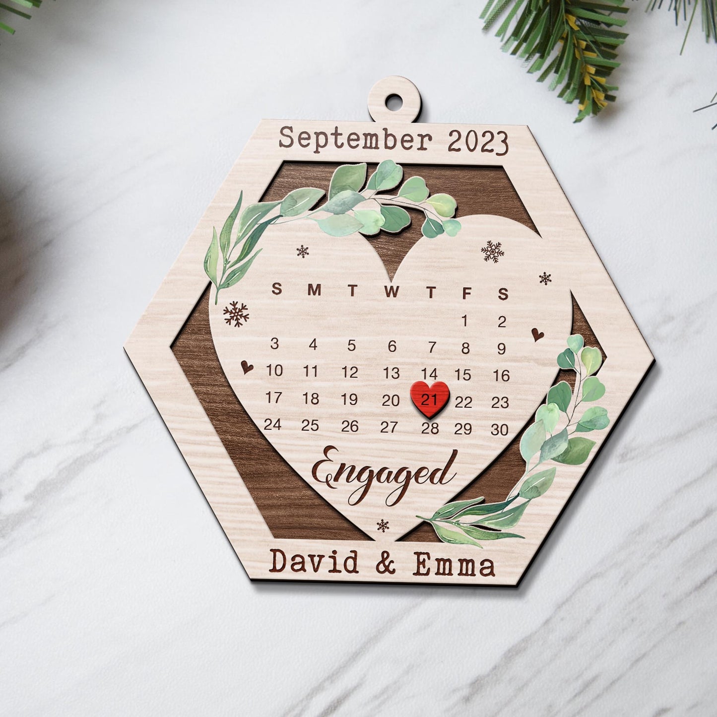 Couple Anniversary 3 Layered Piece Wooden Ornaments Custom Number Of Years, Photo, Names And Date, Christmas Tree Ornaments, Couple Anniversary Ornaments, Christmas Tree Hanging EPHG-52081