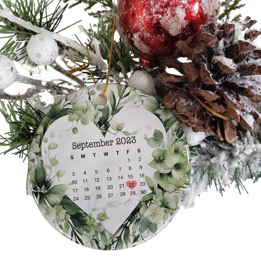 Engaged Christmas Ceramic Ornaments Custom Names, Date And Photo, Hanging Decorations EPHG-52082