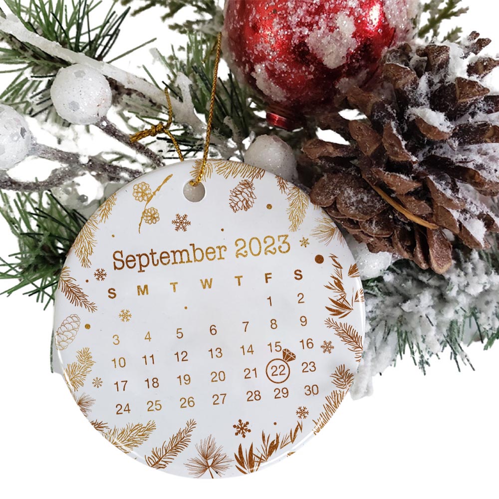 Engaged Christmas Ceramic Ornaments Custom Names, Date And Photo, Hanging Decorations EPHG-52086