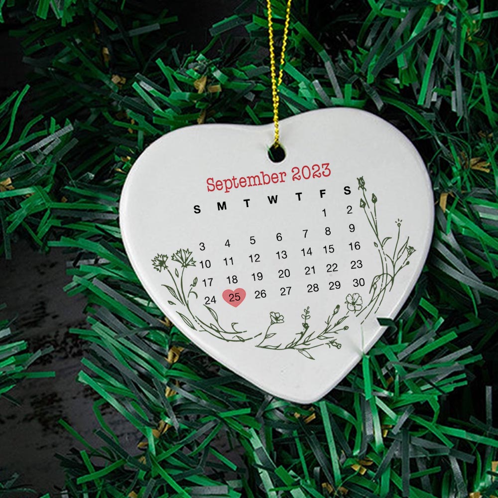 Engaged Christmas Ceramic Ornaments Custom Names, Date And Photo, Hanging Decorations EPHG-52089