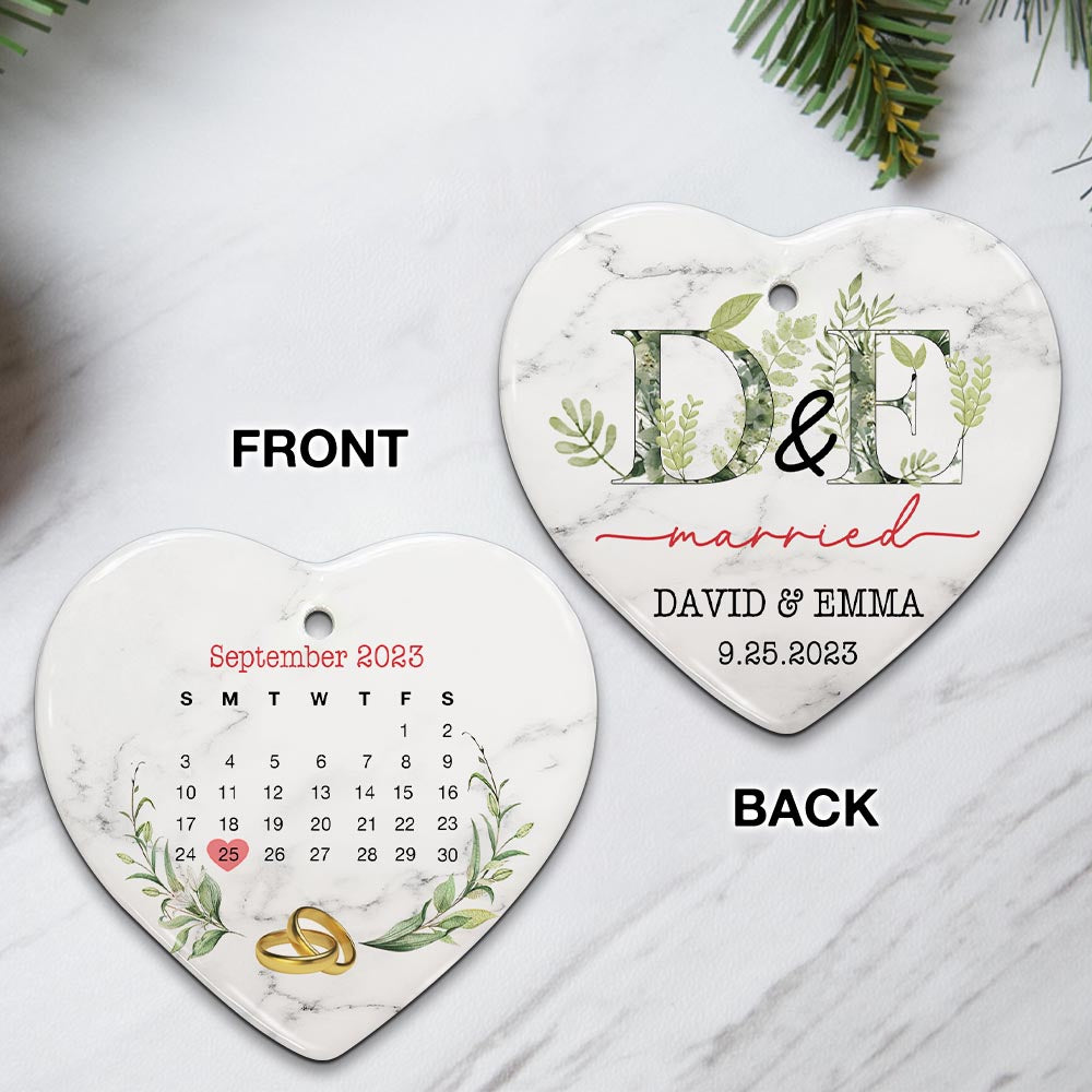 Engaged Christmas Ceramic Ornaments Custom Names, Date And Photo, Hanging Decorations EPHG-52089