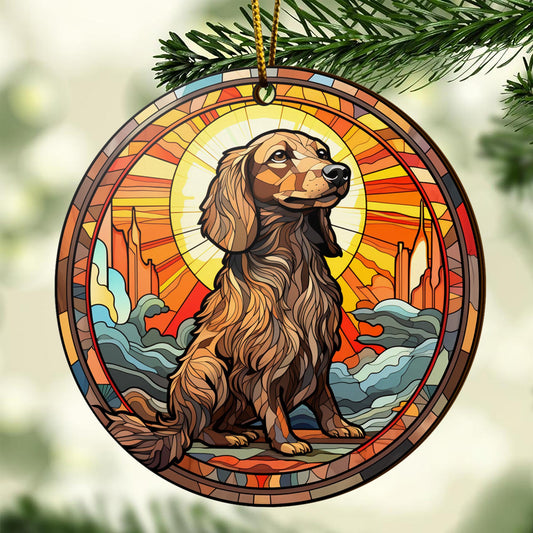 Dachshund Wooden Ornaments 2 Sides, Dachshund Ornaments For Christmas Tree, Christmas Tree Hanging, Christmas Decorations EPHG-52400