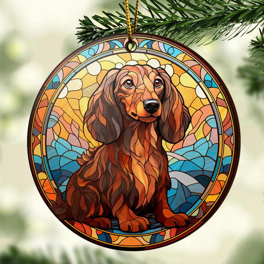 Dachshund Wooden Ornaments 2 Sides, Dachshund Ornaments For Christmas Tree, Christmas Tree Hanging, Christmas Decorations EPHG-52400