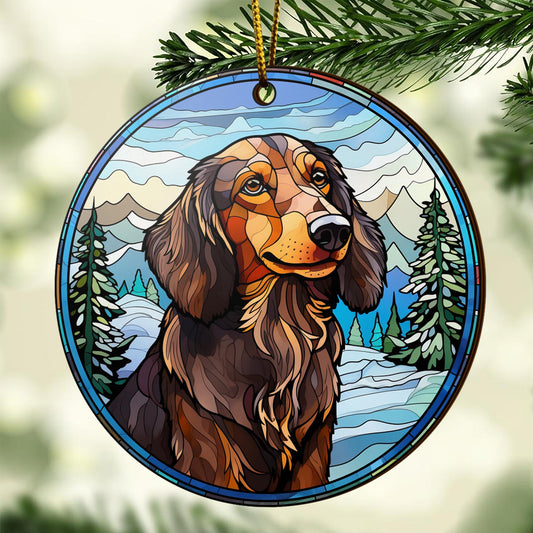 Dachshund Wooden Ornaments 2 Sides, Dachshund Ornaments For Christmas Tree, Christmas Tree Hanging, Christmas Decorations EPHG-52400