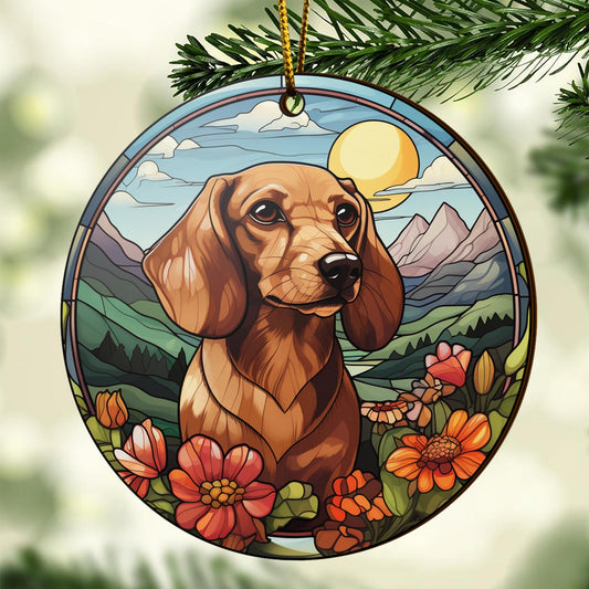 Dachshund Wooden Ornaments 2 Sides, Dachshund Ornaments For Christmas Tree, Christmas Tree Hanging, Christmas Decorations EPHG-52400