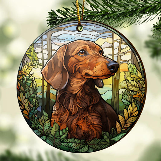 Dachshund Wooden Ornaments 2 Sides, Dachshund Ornaments For Christmas Tree, Christmas Tree Hanging, Christmas Decorations EPHG-52400