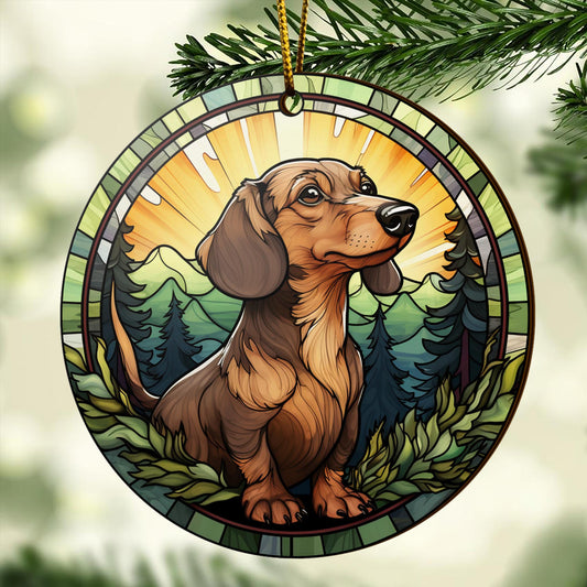 Dachshund Wooden Ornaments 2 Sides, Dachshund Ornaments For Christmas Tree, Christmas Tree Hanging, Christmas Decorations EPHG-52400