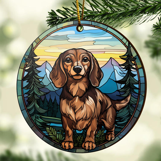 Dachshund Wooden Ornaments 2 Sides, Dachshund Ornaments For Christmas Tree, Christmas Tree Hanging, Christmas Decorations EPHG-52400