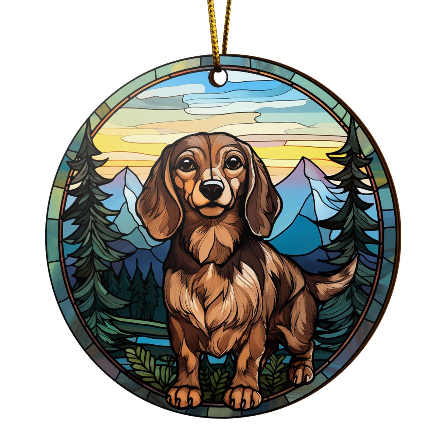 Dachshund Wooden Ornaments 2 Sides, Dachshund Ornaments For Christmas Tree, Christmas Tree Hanging, Christmas Decorations EPHG-52400