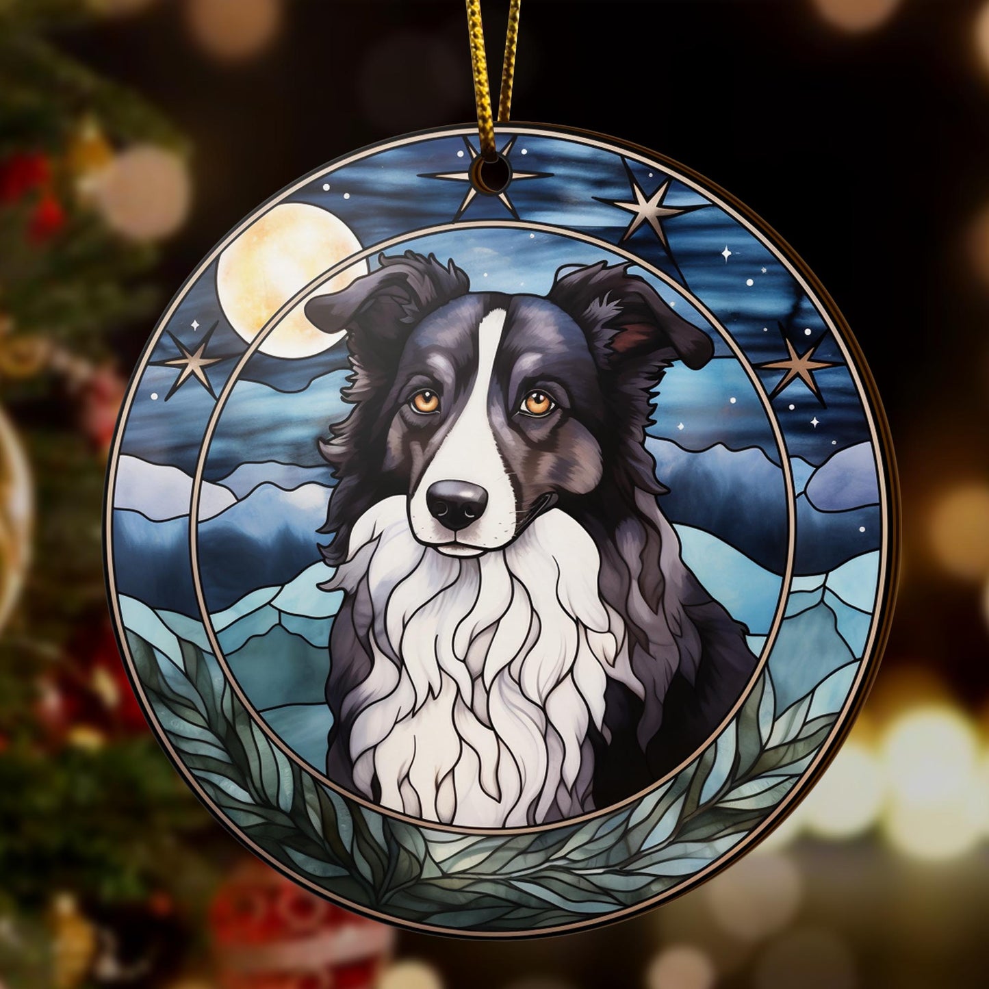 Border Collie Wooden Ornaments 2 Sides, Border Collie Ornaments For Christmas Tree, Christmas Tree Hanging, Christmas Decorations EPHG-52401