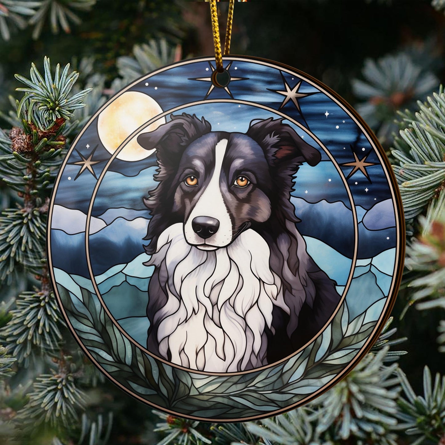 Border Collie Wooden Ornaments 2 Sides, Border Collie Ornaments For Christmas Tree, Christmas Tree Hanging, Christmas Decorations EPHG-52401