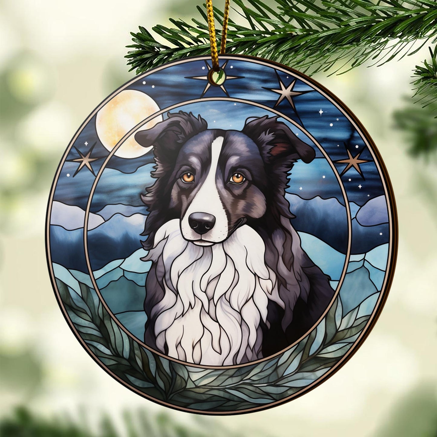 Border Collie Wooden Ornaments 2 Sides, Border Collie Ornaments For Christmas Tree, Christmas Tree Hanging, Christmas Decorations EPHG-52401