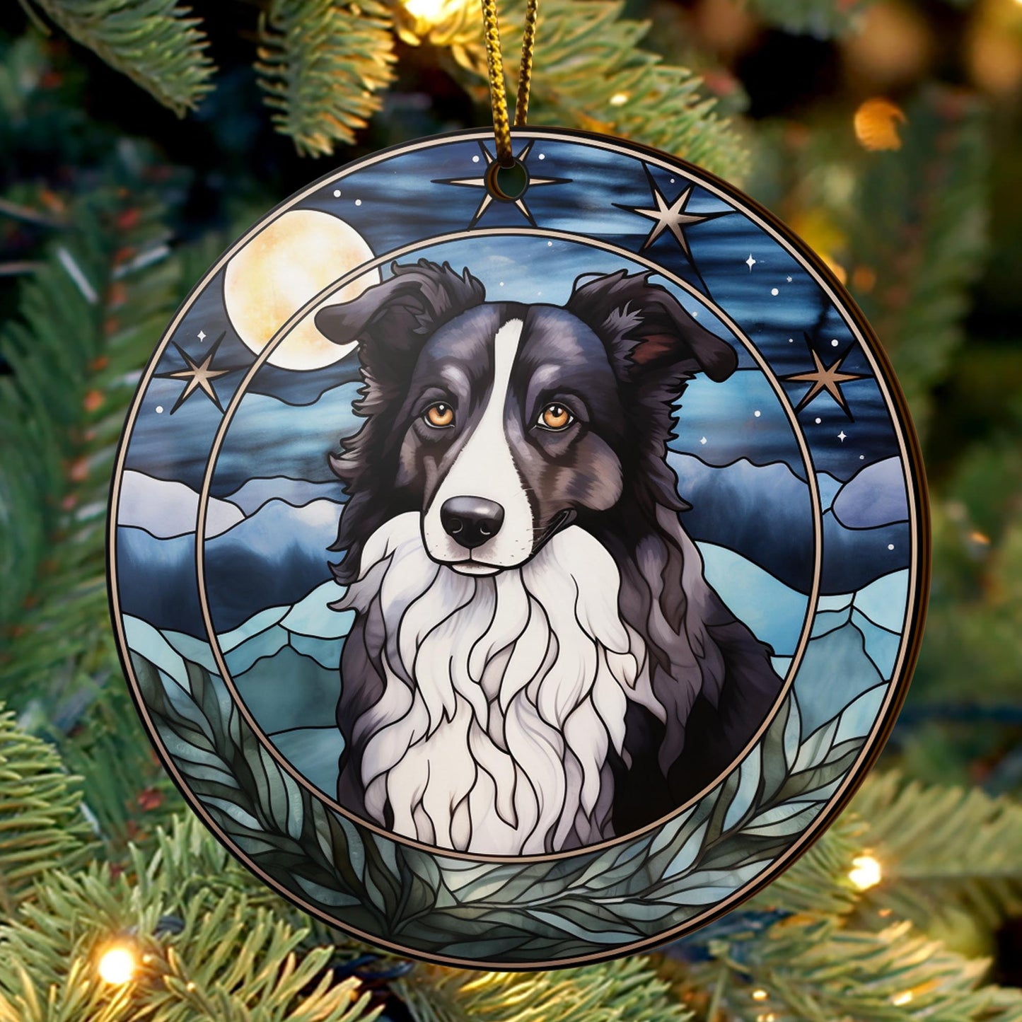 Border Collie Wooden Ornaments 2 Sides, Border Collie Ornaments For Christmas Tree, Christmas Tree Hanging, Christmas Decorations EPHG-52401