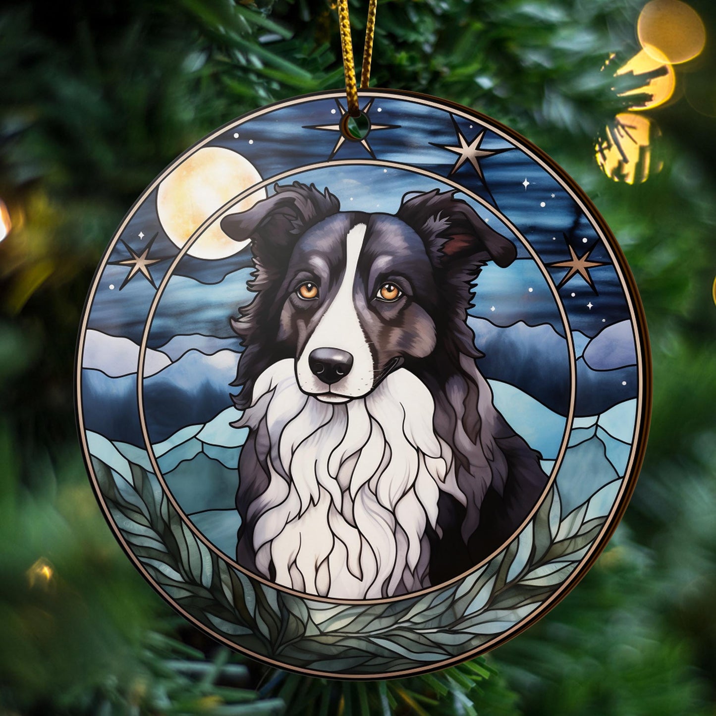 Border Collie Wooden Ornaments 2 Sides, Border Collie Ornaments For Christmas Tree, Christmas Tree Hanging, Christmas Decorations EPHG-52401