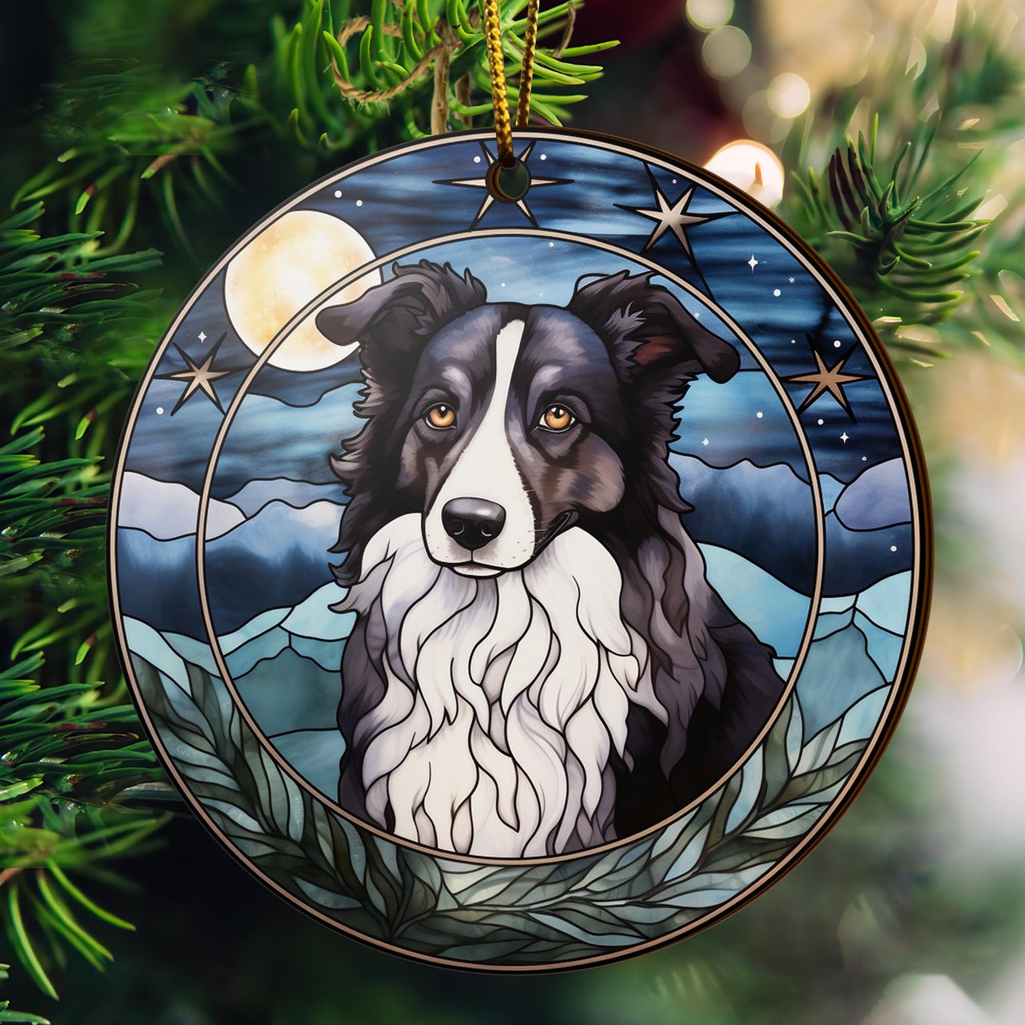 Border Collie Wooden Ornaments 2 Sides, Border Collie Ornaments For Christmas Tree, Christmas Tree Hanging, Christmas Decorations EPHG-52401