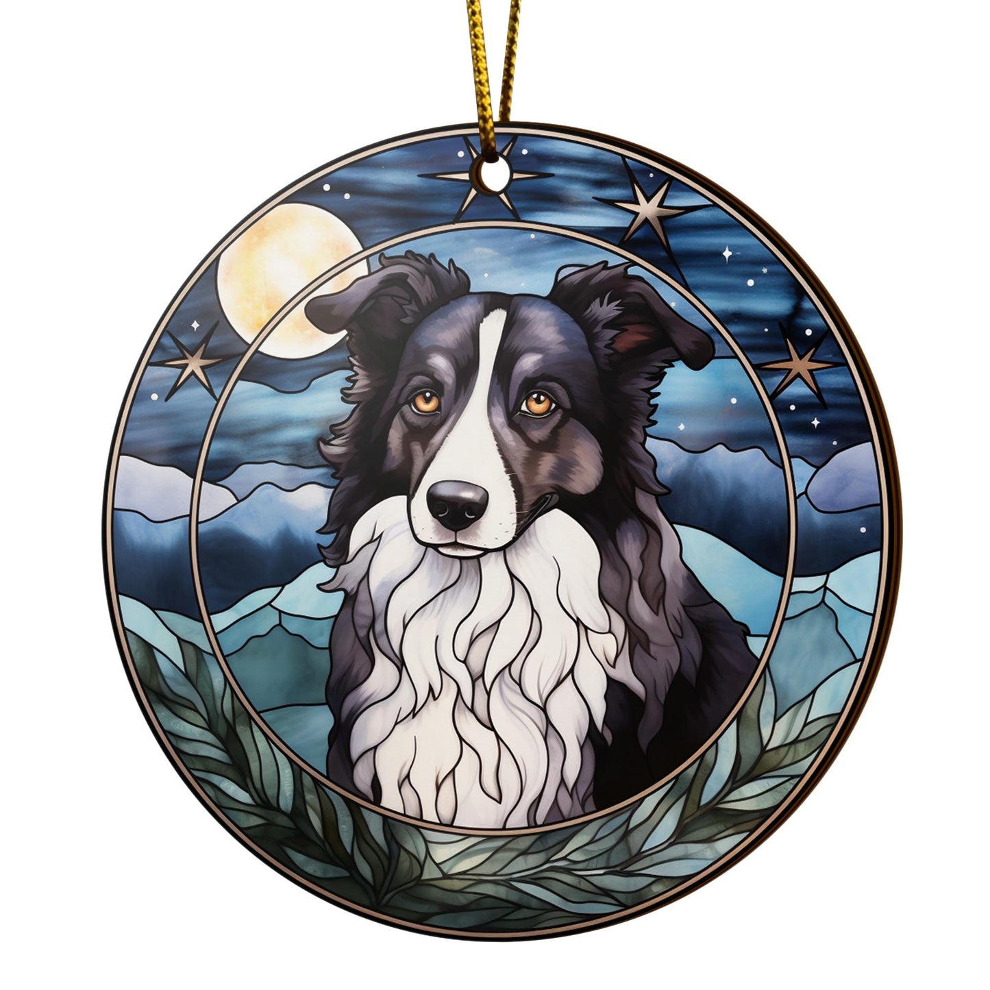 Border Collie Wooden Ornaments 2 Sides, Border Collie Ornaments For Christmas Tree, Christmas Tree Hanging, Christmas Decorations EPHG-52401