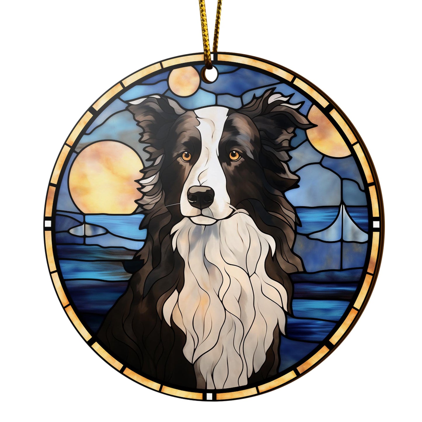 Border Collie Wooden Ornaments 2 Sides, Border Collie Ornaments For Christmas Tree, Christmas Tree Hanging, Christmas Decorations EPHG-52401