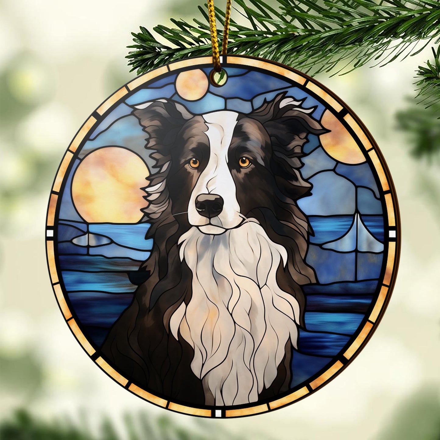 Border Collie Wooden Ornaments 2 Sides, Border Collie Ornaments For Christmas Tree, Christmas Tree Hanging, Christmas Decorations EPHG-52401