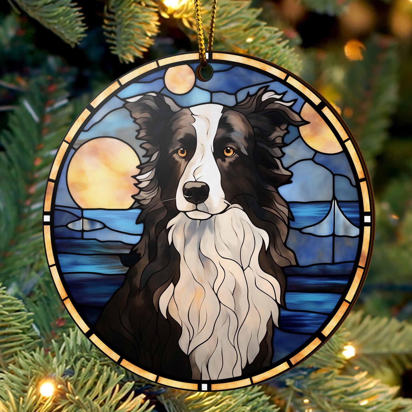 Border Collie Wooden Ornaments 2 Sides, Border Collie Ornaments For Christmas Tree, Christmas Tree Hanging, Christmas Decorations EPHG-52401