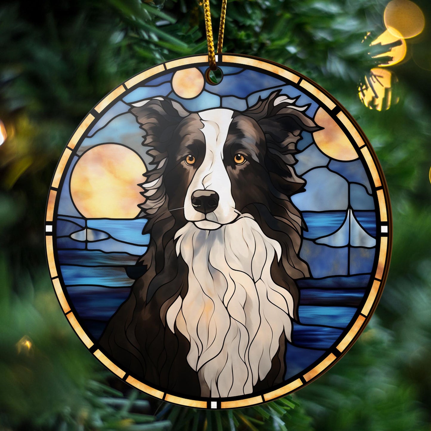 Border Collie Wooden Ornaments 2 Sides, Border Collie Ornaments For Christmas Tree, Christmas Tree Hanging, Christmas Decorations EPHG-52401