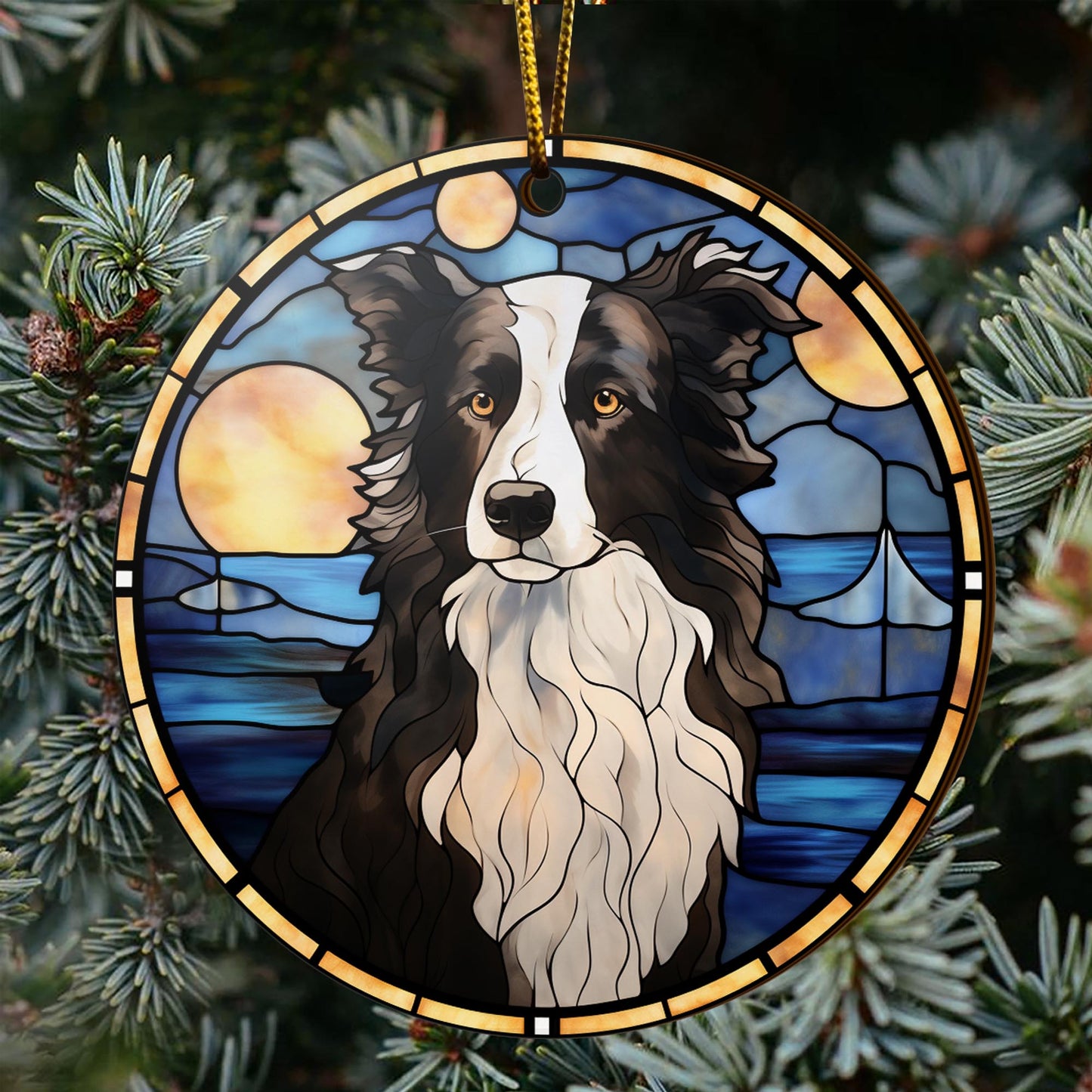 Border Collie Wooden Ornaments 2 Sides, Border Collie Ornaments For Christmas Tree, Christmas Tree Hanging, Christmas Decorations EPHG-52401