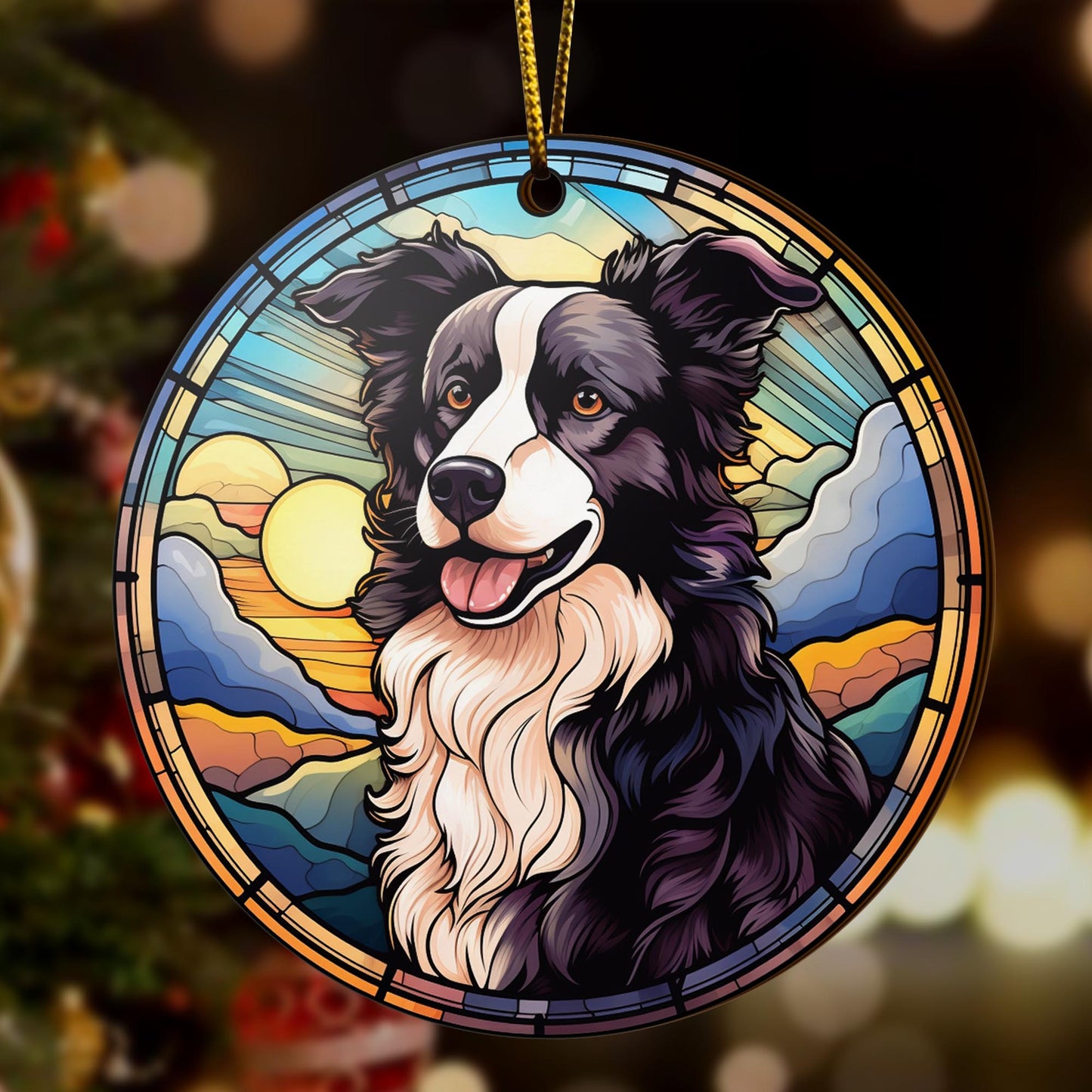 Border Collie Wooden Ornaments 2 Sides, Border Collie Ornaments For Christmas Tree, Christmas Tree Hanging, Christmas Decorations EPHG-52401