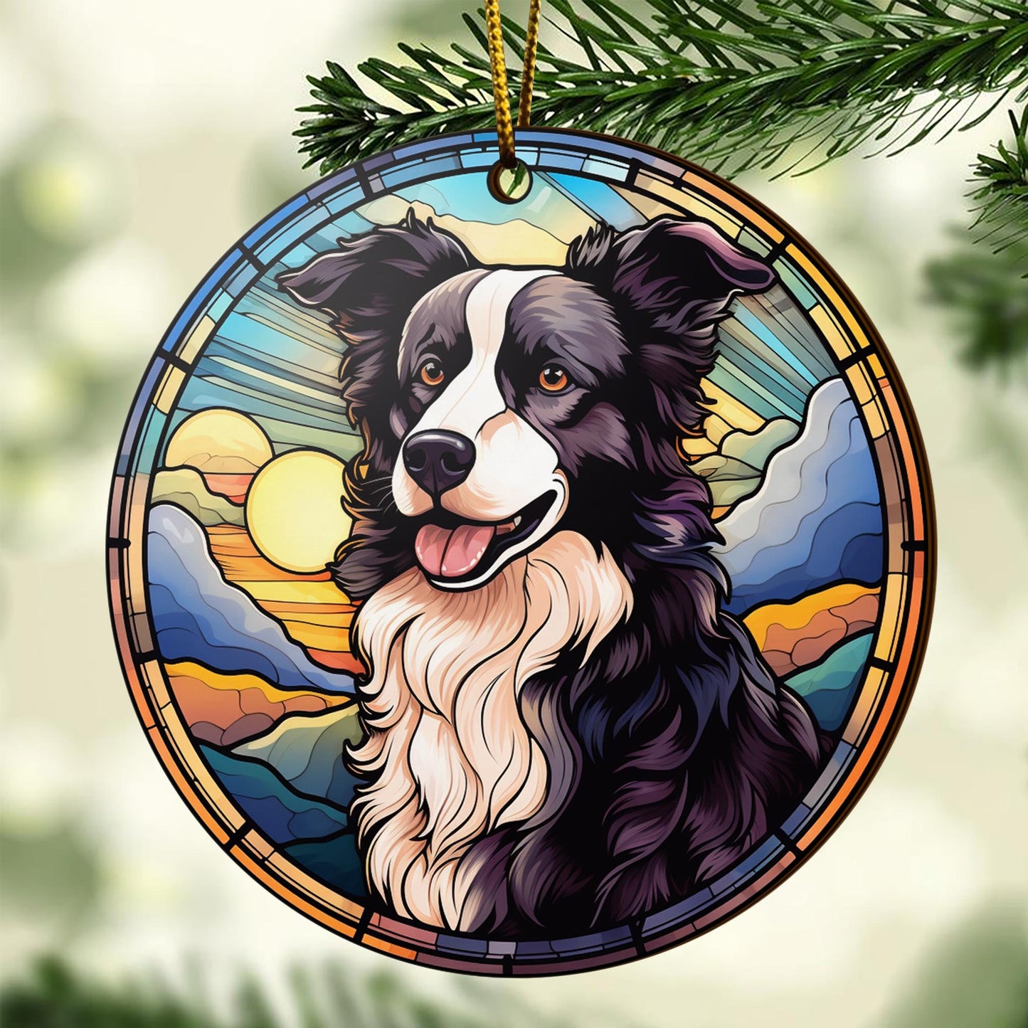 Border Collie Wooden Ornaments 2 Sides, Border Collie Ornaments For Christmas Tree, Christmas Tree Hanging, Christmas Decorations EPHG-52401