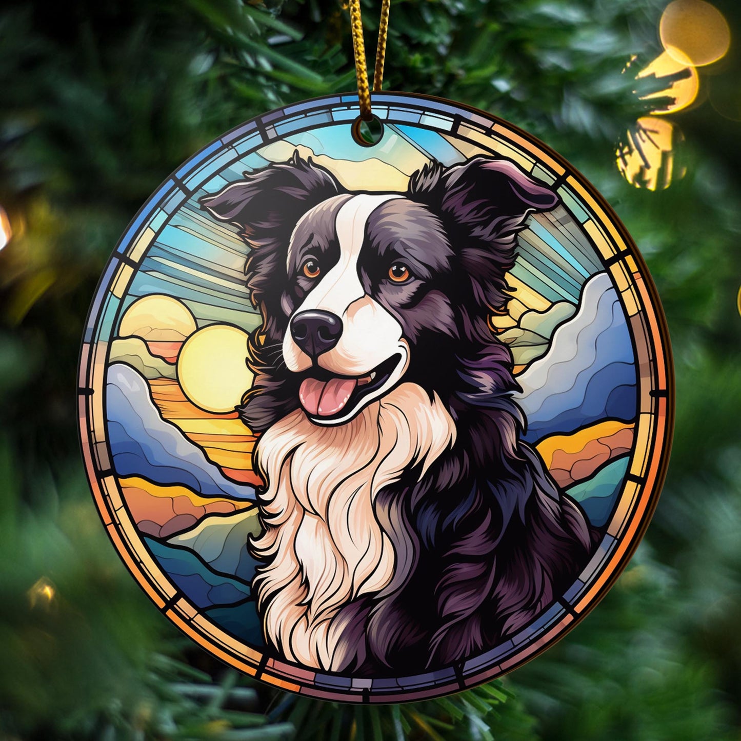 Border Collie Wooden Ornaments 2 Sides, Border Collie Ornaments For Christmas Tree, Christmas Tree Hanging, Christmas Decorations EPHG-52401