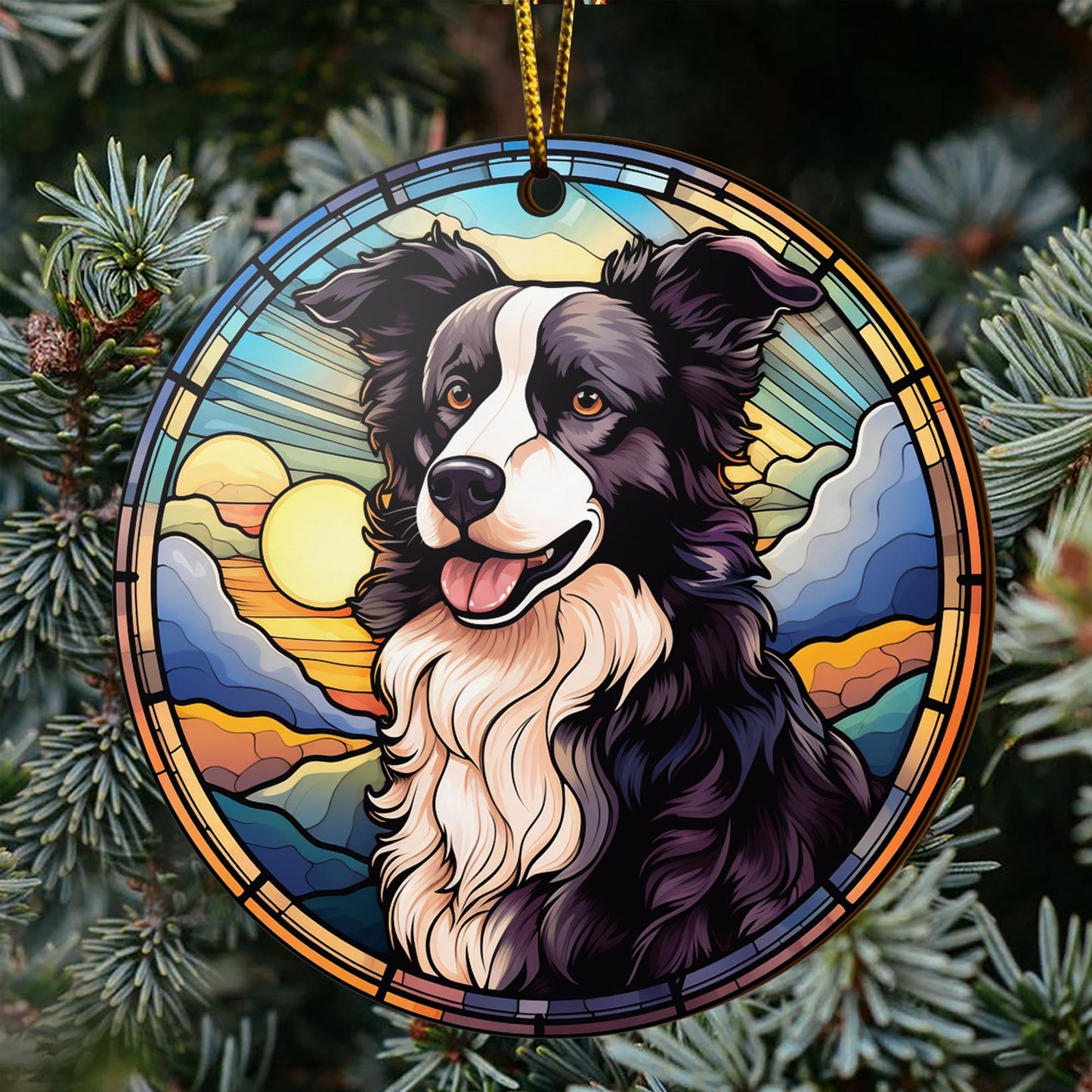 Border Collie Wooden Ornaments 2 Sides, Border Collie Ornaments For Christmas Tree, Christmas Tree Hanging, Christmas Decorations EPHG-52401