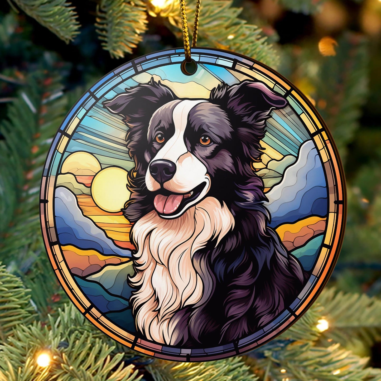 Border Collie Wooden Ornaments 2 Sides, Border Collie Ornaments For Christmas Tree, Christmas Tree Hanging, Christmas Decorations EPHG-52401