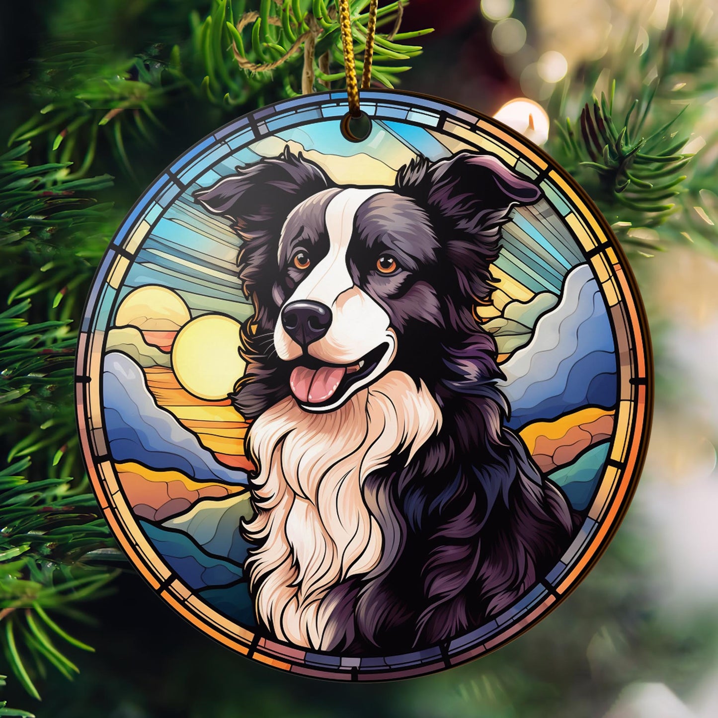 Border Collie Wooden Ornaments 2 Sides, Border Collie Ornaments For Christmas Tree, Christmas Tree Hanging, Christmas Decorations EPHG-52401