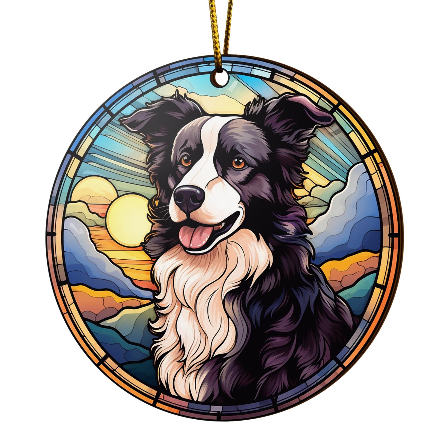 Border Collie Wooden Ornaments 2 Sides, Border Collie Ornaments For Christmas Tree, Christmas Tree Hanging, Christmas Decorations EPHG-52401