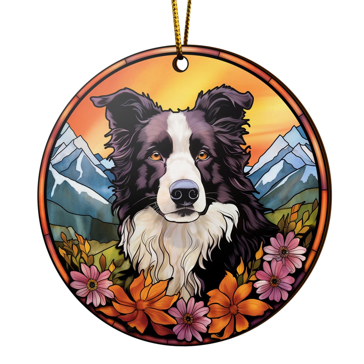 Border Collie Wooden Ornaments 2 Sides, Border Collie Ornaments For Christmas Tree, Christmas Tree Hanging, Christmas Decorations EPHG-52401