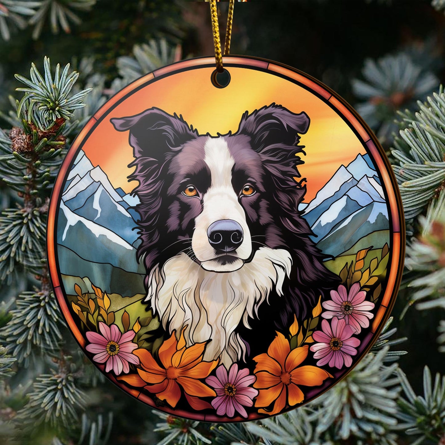 Border Collie Wooden Ornaments 2 Sides, Border Collie Ornaments For Christmas Tree, Christmas Tree Hanging, Christmas Decorations EPHG-52401