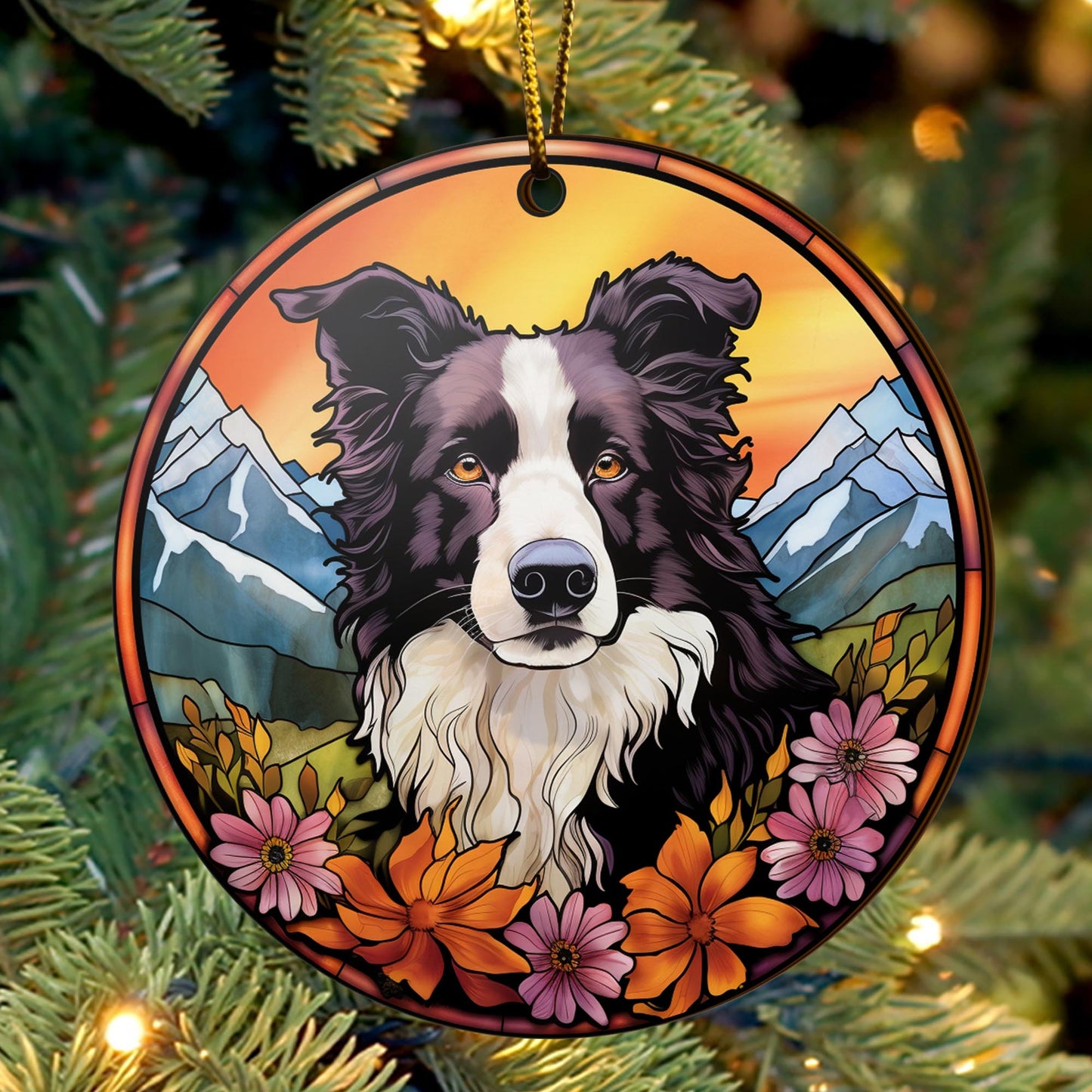 Border Collie Wooden Ornaments 2 Sides, Border Collie Ornaments For Christmas Tree, Christmas Tree Hanging, Christmas Decorations EPHG-52401