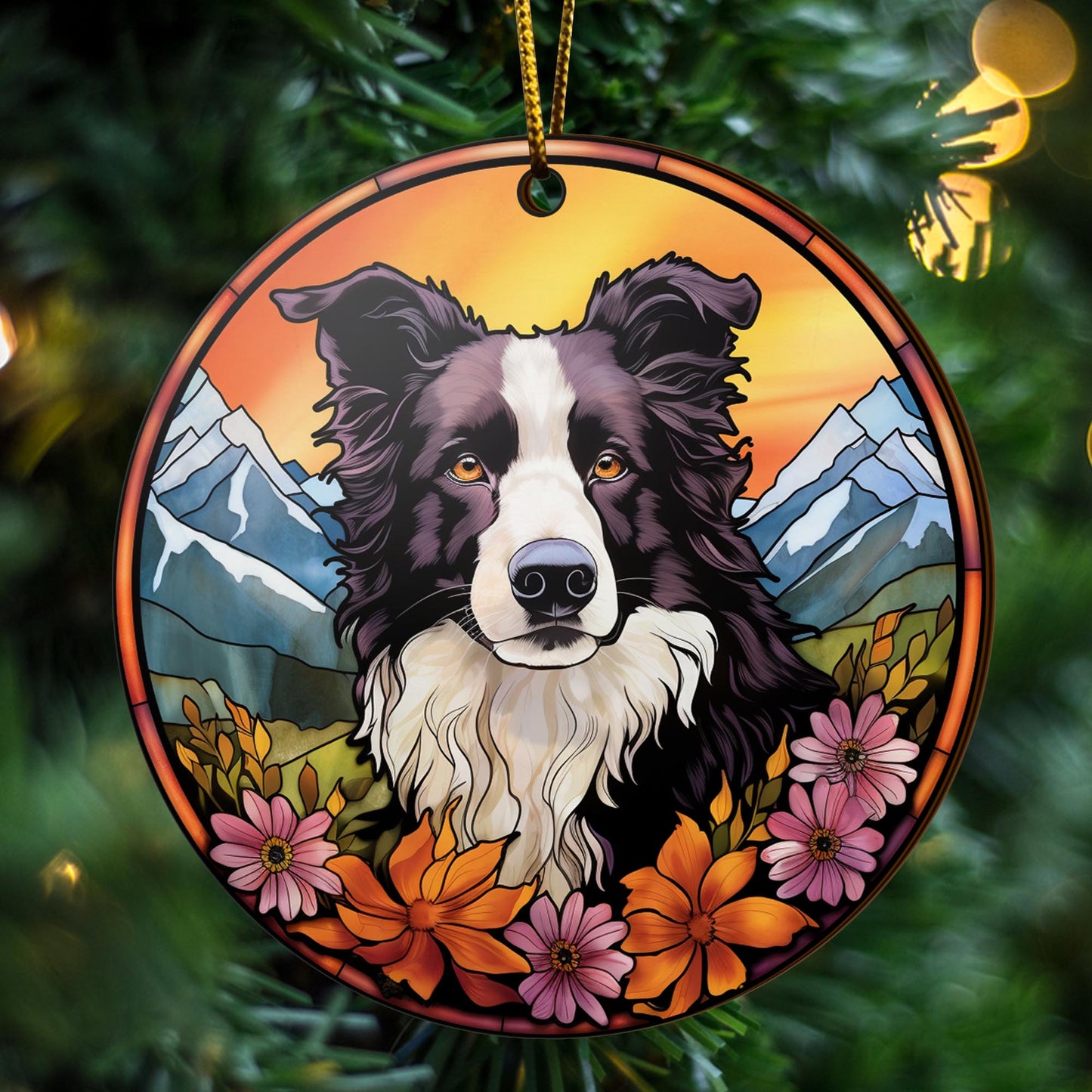 Border Collie Wooden Ornaments 2 Sides, Border Collie Ornaments For Christmas Tree, Christmas Tree Hanging, Christmas Decorations EPHG-52401