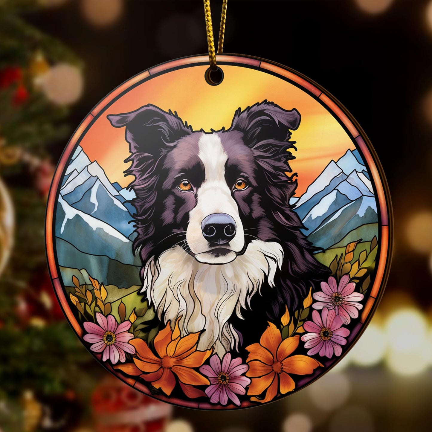 Border Collie Wooden Ornaments 2 Sides, Border Collie Ornaments For Christmas Tree, Christmas Tree Hanging, Christmas Decorations EPHG-52401