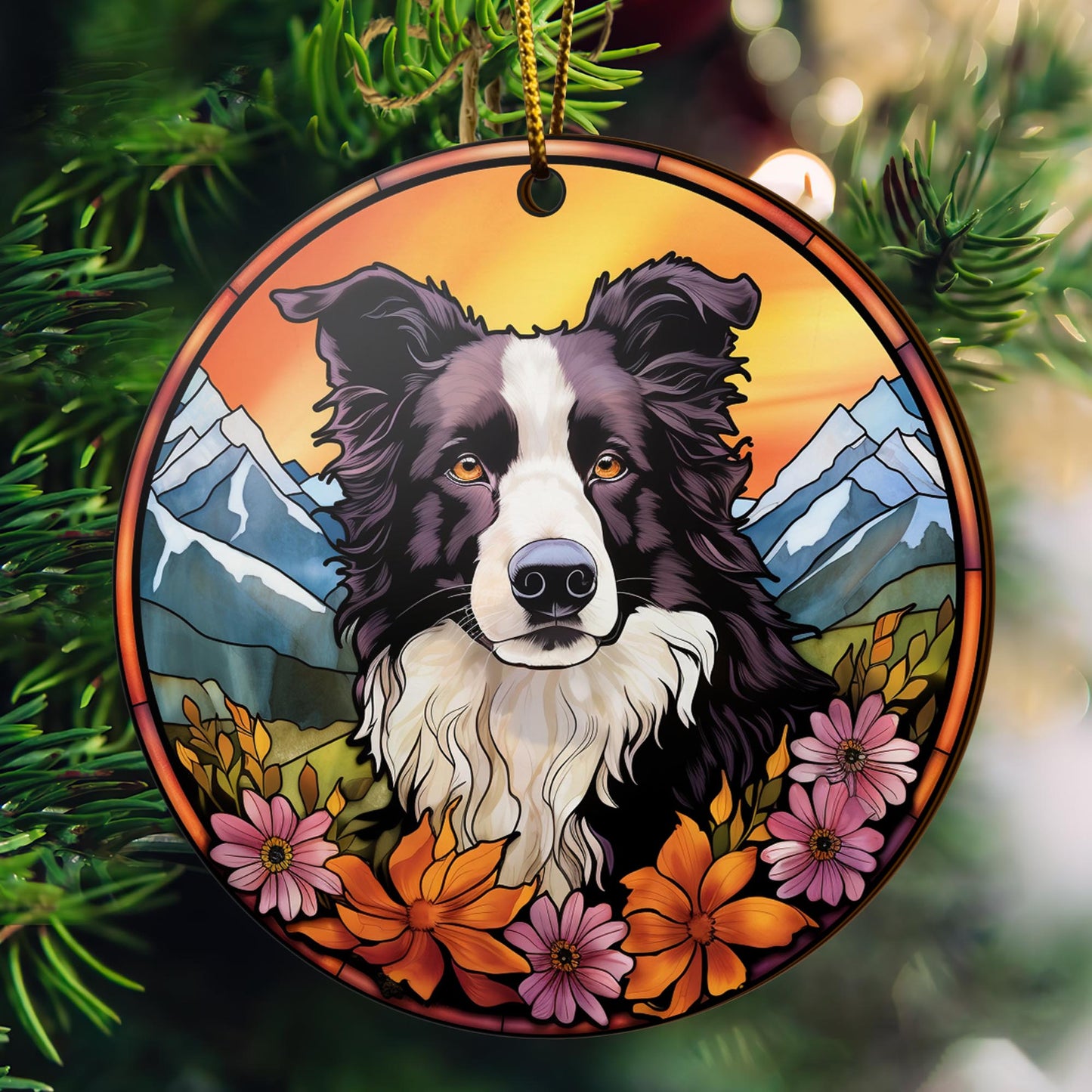 Border Collie Wooden Ornaments 2 Sides, Border Collie Ornaments For Christmas Tree, Christmas Tree Hanging, Christmas Decorations EPHG-52401