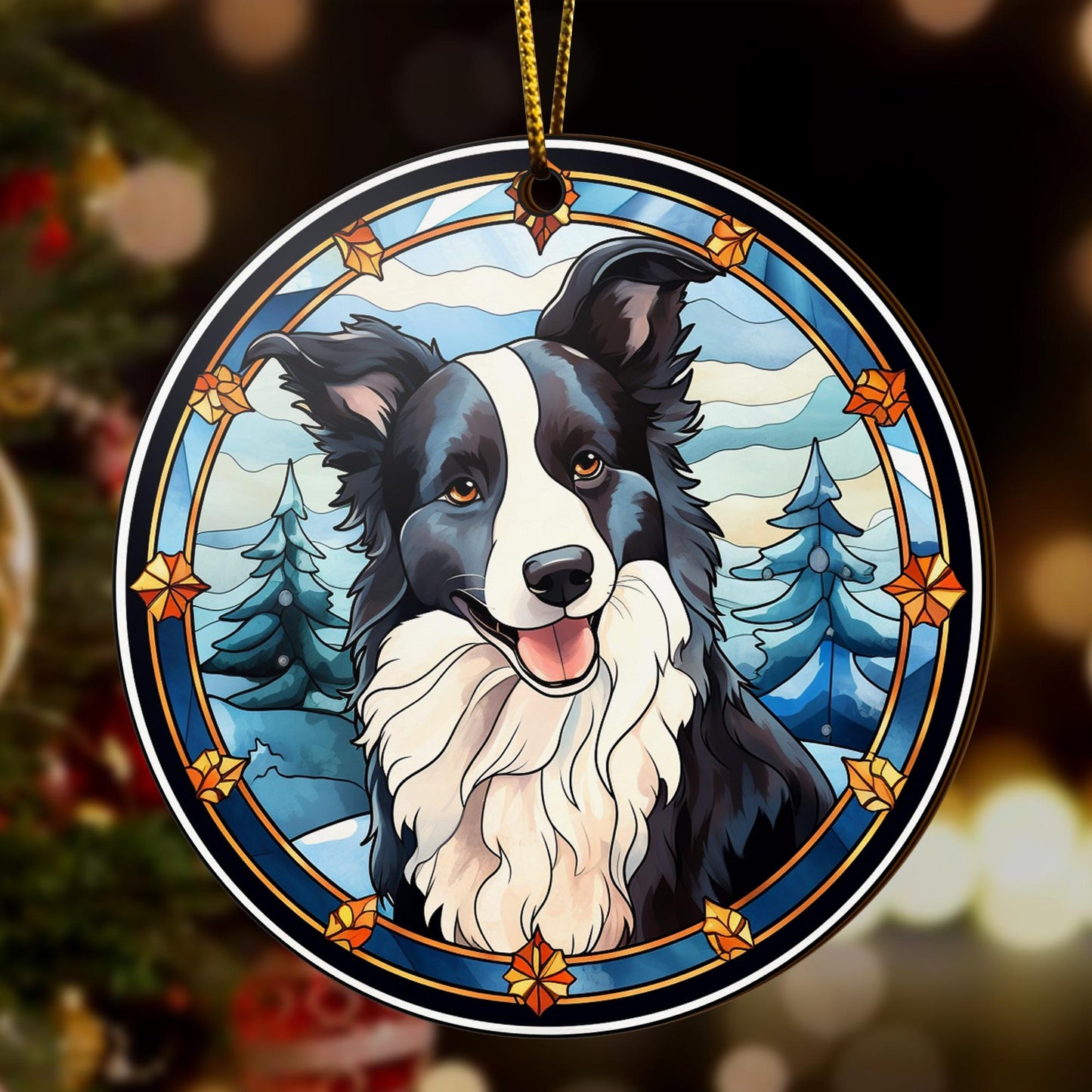 Border Collie Wooden Ornaments 2 Sides, Border Collie Ornaments For Christmas Tree, Christmas Tree Hanging, Christmas Decorations EPHG-52401