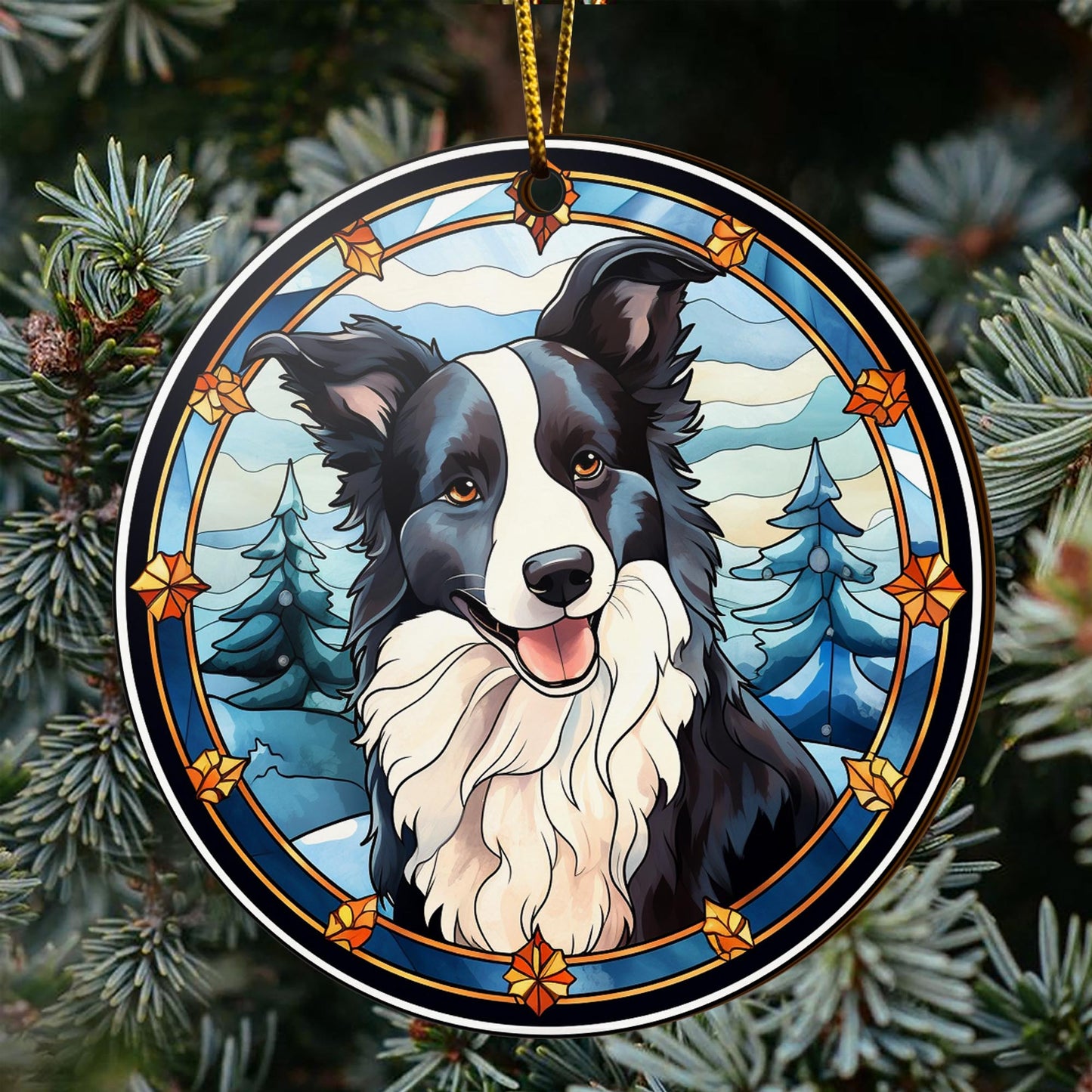 Border Collie Wooden Ornaments 2 Sides, Border Collie Ornaments For Christmas Tree, Christmas Tree Hanging, Christmas Decorations EPHG-52401