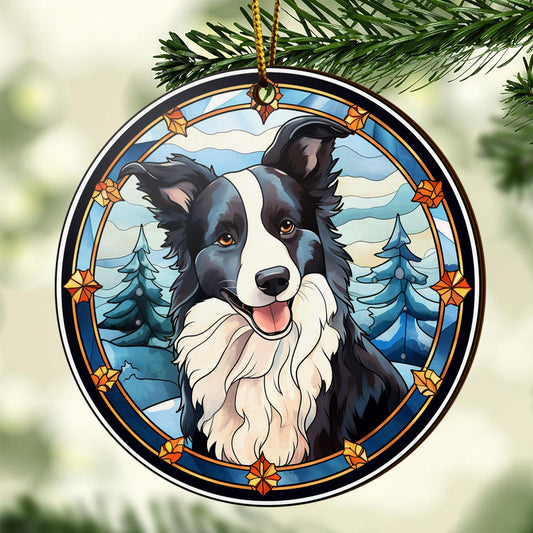 Border Collie Wooden Ornaments 2 Sides, Border Collie Ornaments For Christmas Tree, Christmas Tree Hanging, Christmas Decorations EPHG-52401