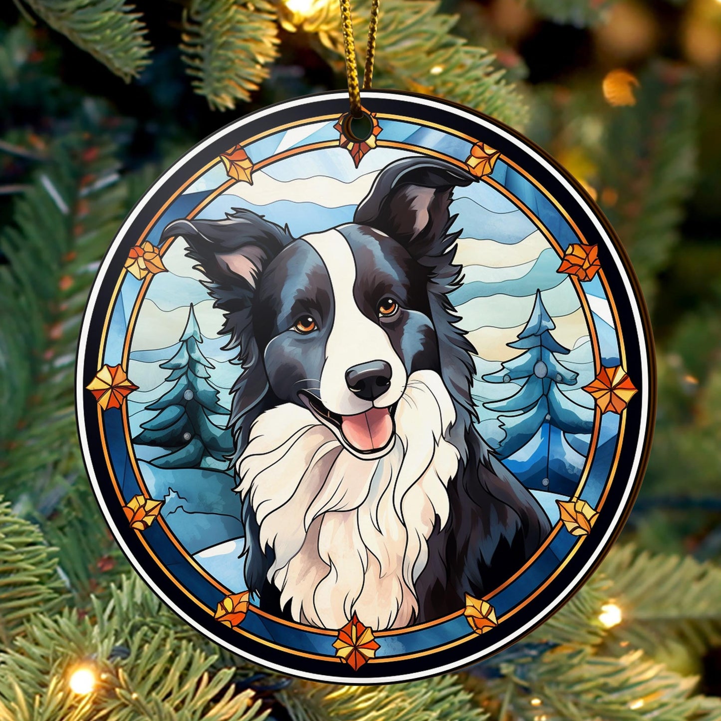 Border Collie Wooden Ornaments 2 Sides, Border Collie Ornaments For Christmas Tree, Christmas Tree Hanging, Christmas Decorations EPHG-52401