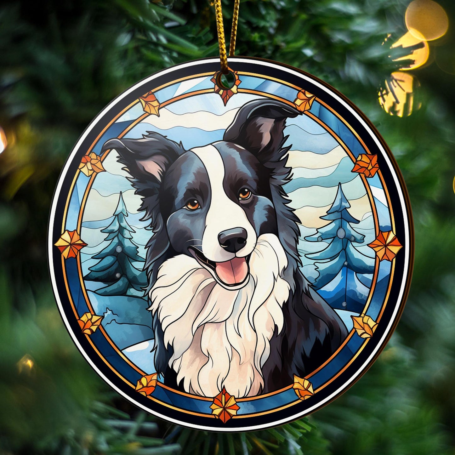 Border Collie Wooden Ornaments 2 Sides, Border Collie Ornaments For Christmas Tree, Christmas Tree Hanging, Christmas Decorations EPHG-52401