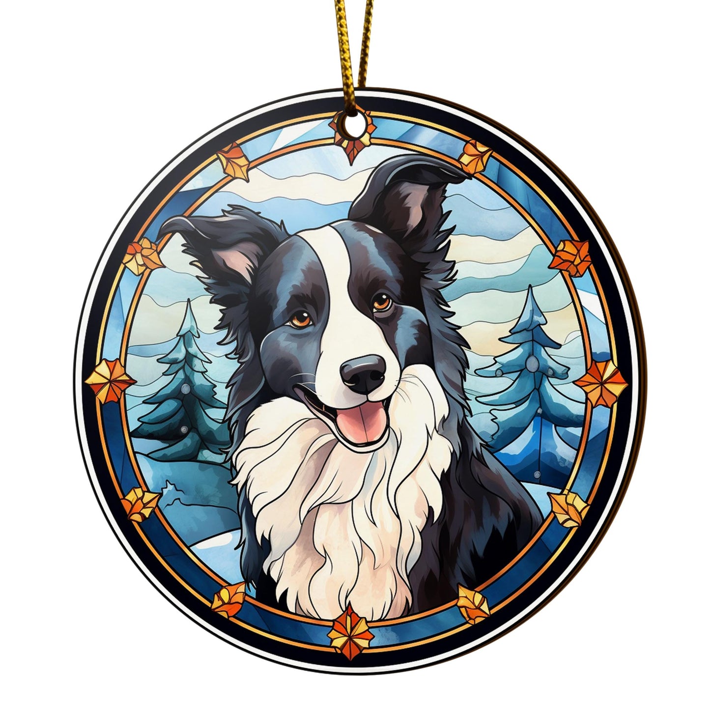 Border Collie Wooden Ornaments 2 Sides, Border Collie Ornaments For Christmas Tree, Christmas Tree Hanging, Christmas Decorations EPHG-52401