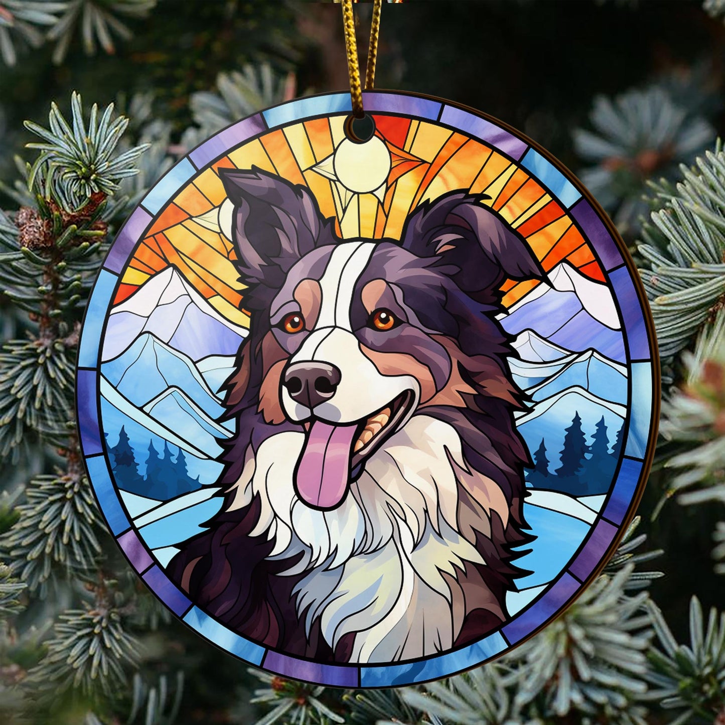 Border Collie Wooden Ornaments 2 Sides, Border Collie Ornaments For Christmas Tree, Christmas Tree Hanging, Christmas Decorations EPHG-52401