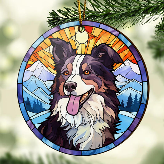 Border Collie Wooden Ornaments 2 Sides, Border Collie Ornaments For Christmas Tree, Christmas Tree Hanging, Christmas Decorations EPHG-52401