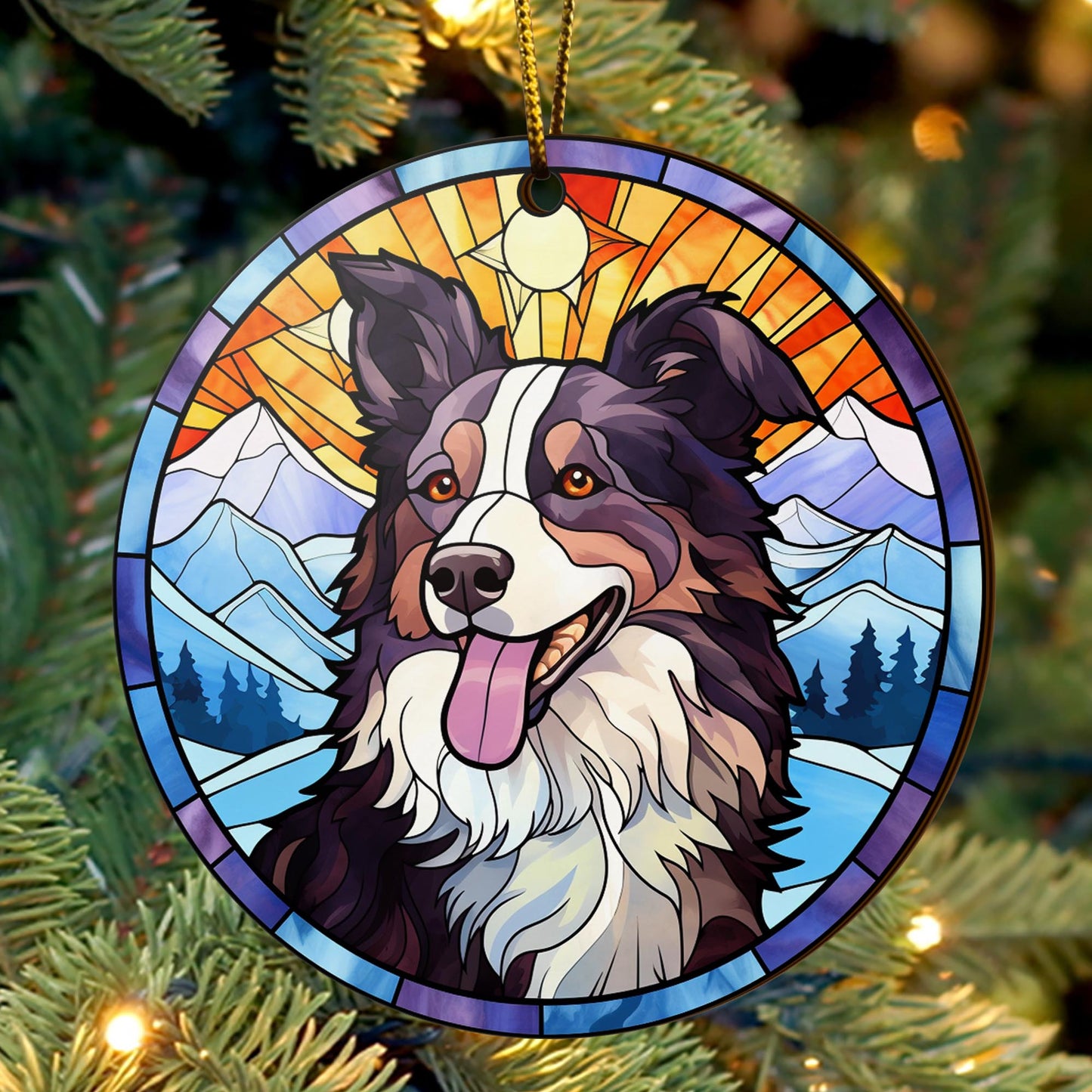 Border Collie Wooden Ornaments 2 Sides, Border Collie Ornaments For Christmas Tree, Christmas Tree Hanging, Christmas Decorations EPHG-52401