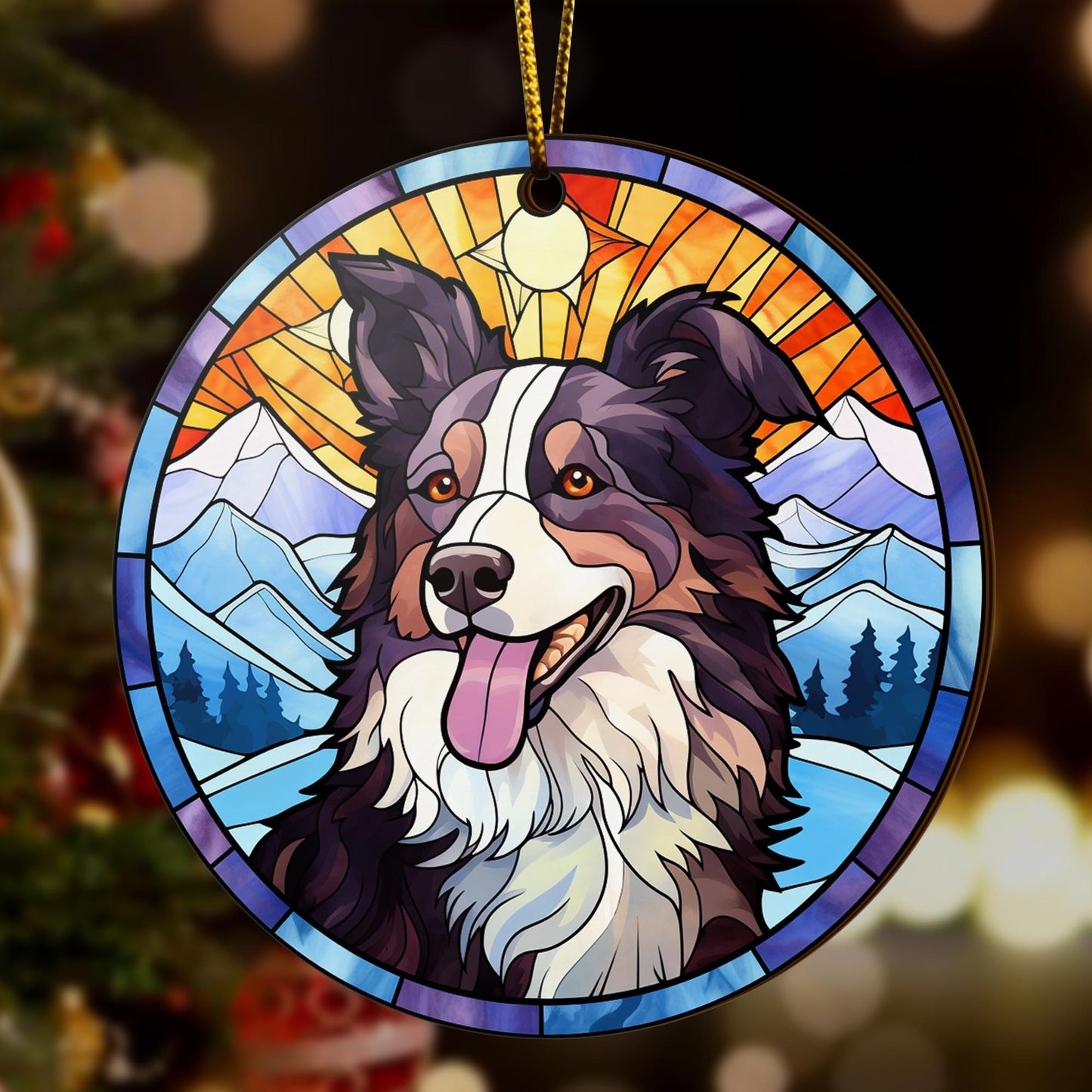 Border Collie Wooden Ornaments 2 Sides, Border Collie Ornaments For Christmas Tree, Christmas Tree Hanging, Christmas Decorations EPHG-52401